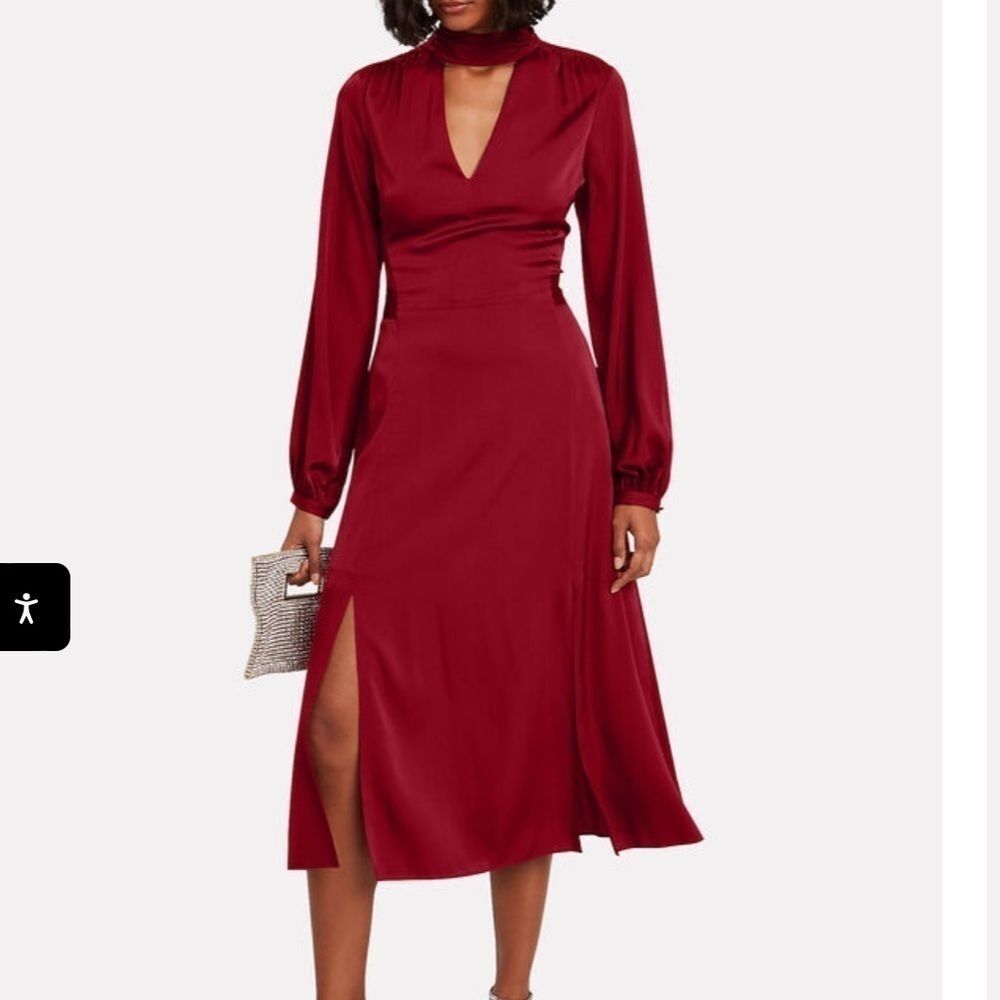 Intermix Victoria silk midi dress size 0 brick red